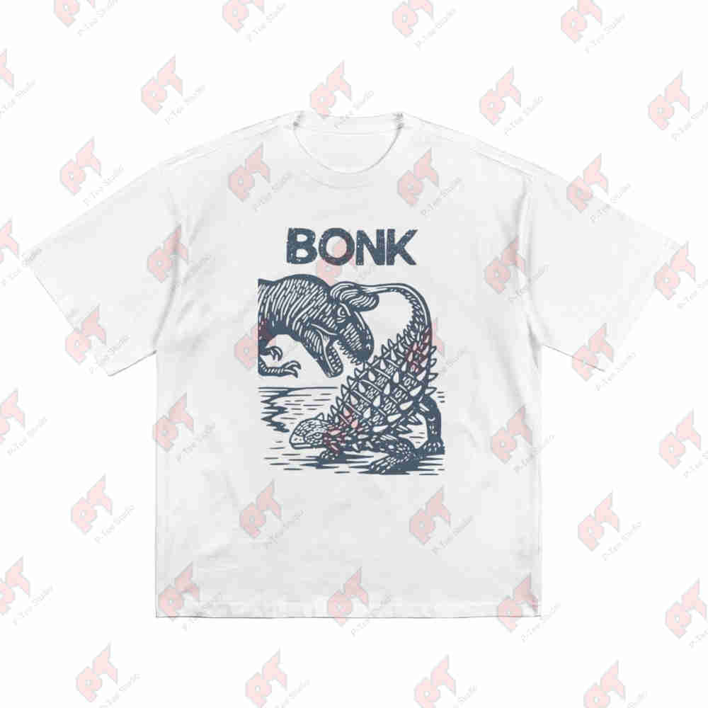 Bonk Dinosaur Prehistoric Short Sleeve Tee 100% Cotton T-Shirt