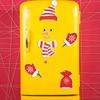 Magnetic Refrigerator Stickers with Snowman Image for Christmas. Christmas Decoration.