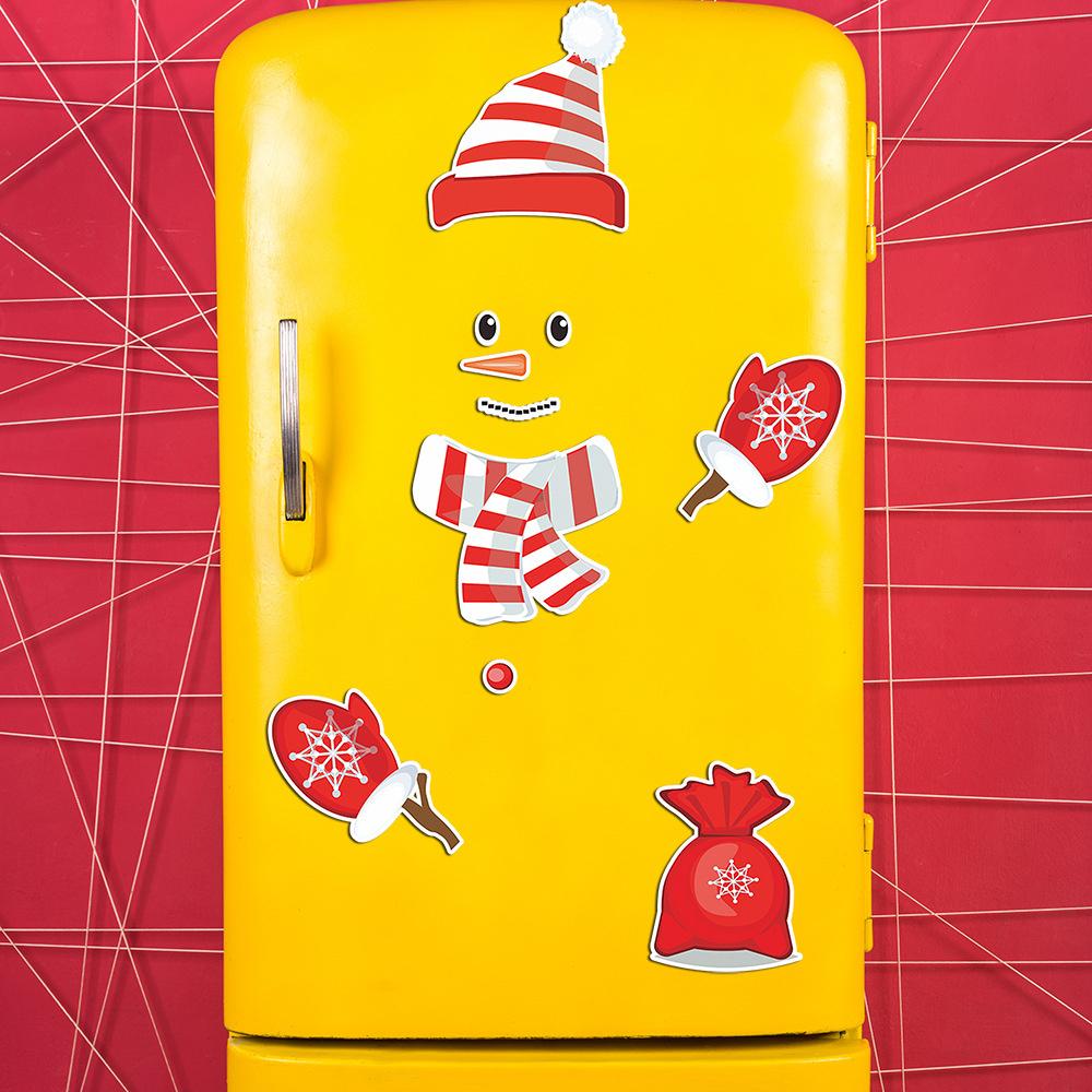 Magnetic Refrigerator Stickers with Snowman Image for Christmas. Christmas Decoration.
