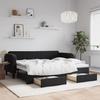 Vidaxl Sofa Rozsuwana Z Szufladami, Czarna, 90X200 Cm, Aksamit