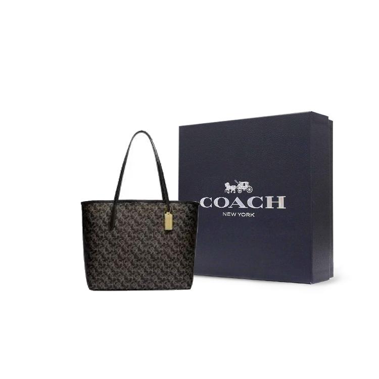 COACH City Canvas Leather Tote Bag , Shopping Bag , Handbag , Shoulder Bag Women's Black (Unisex) Shoulder Bags CF342 IMBLK