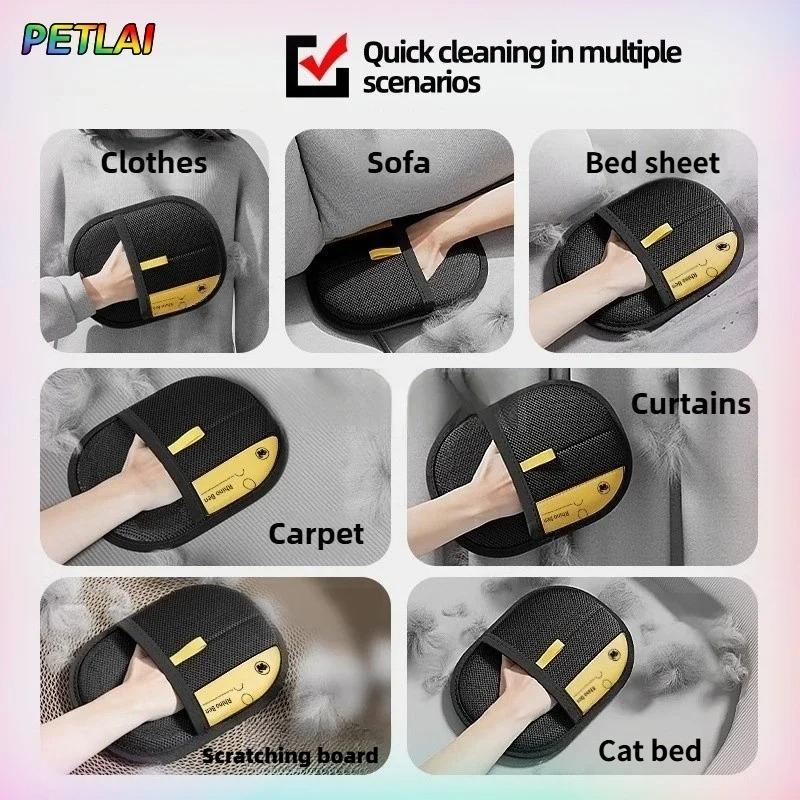 Pet Hair Glove Removal Cat Grooming Reusable Electrostatic Dedusting Brush Dog Hair Remover for Couch Carpet Clothes Washable 4