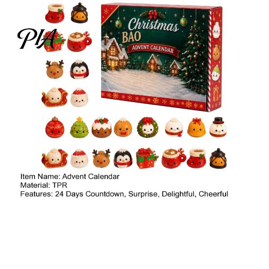 Sensory Squeeze Toys Christmas Advent Calendar 2026, 24 Days Dumpling Fidget Countdown Soft Silicone Calendar, Stress Relief for Adults, Office