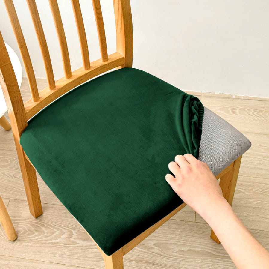 Seat Cover 40x40cm Bottle Green Elastic Velvet [26Z1]