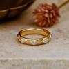 Marquise CZ Wedding Band, Yellow Gold Plated Silver, Vintage Stackable Anniversary Ring for Women