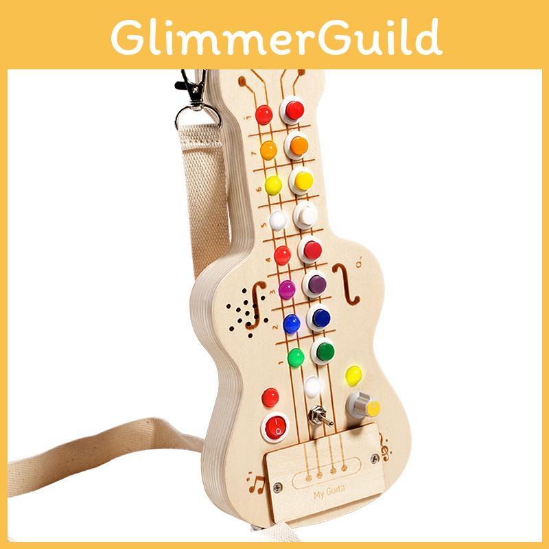Деревянный светодиодный светильник-переключатель, музыкальная гитара, развивающая игрушка Монтессори для малышей