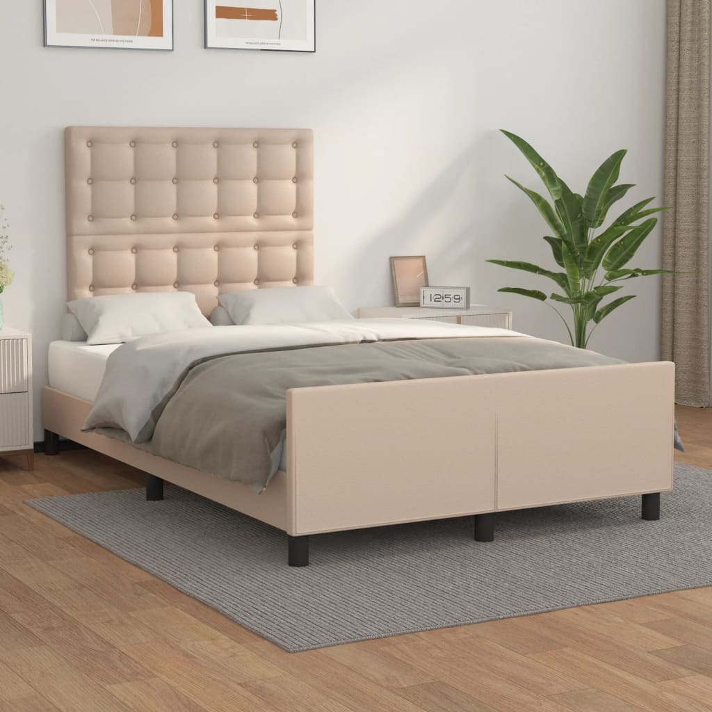 Bed Frame with Headboard Cappuccino Brown 120 x 200 cm Faux Leather