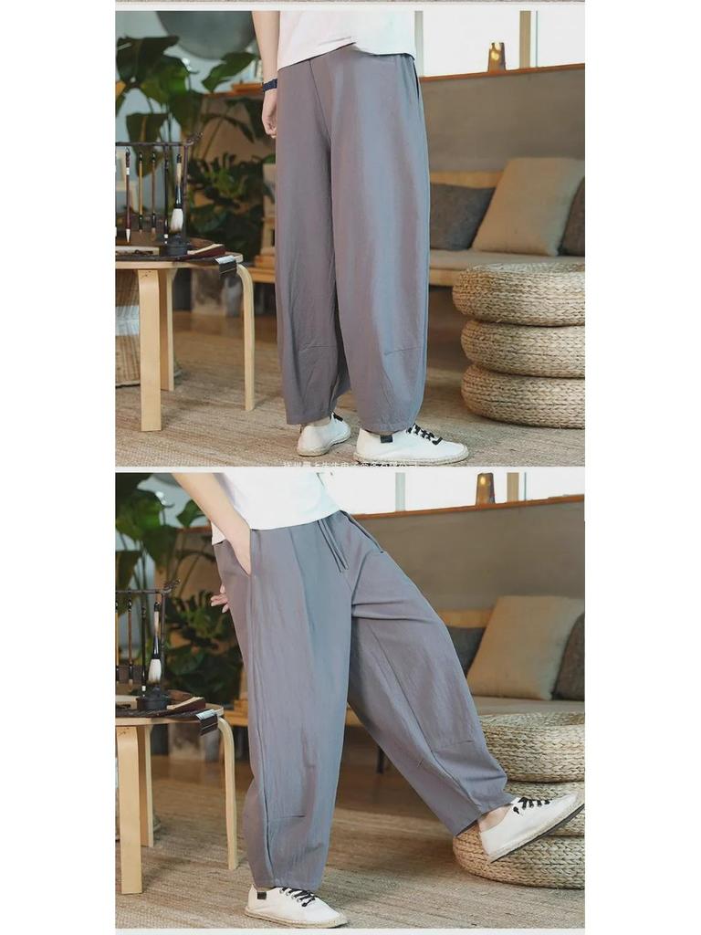 Льняные брюки унисекс Zen Meditation - тонкие, свободные штаны для йоги для мужчин и женщин