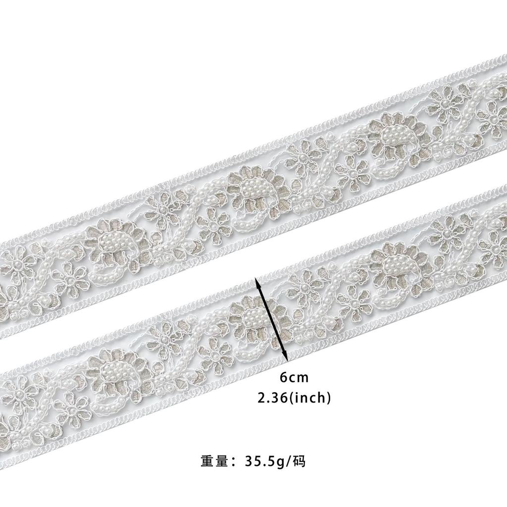 6Cm Exquisite White Bead Strand Embroidery Barcode Clothing Window Decoration Home Cuffs Neckline Accessories Lace Accessories