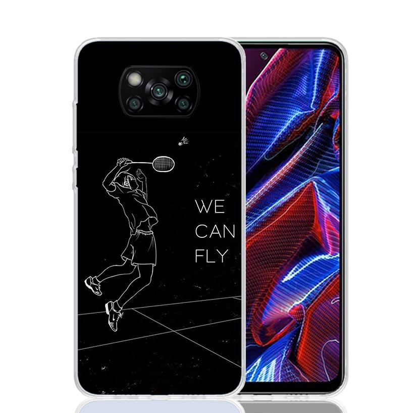 Спортивный чехол для телефона с бадминтоном для Xiaomi Poco X7 X6 X5 Pro F7 Ultra Redmi 15C 15 13 13C 12 12C 10 10A 10C 9 9A 9C 9T Чехол Poco X7