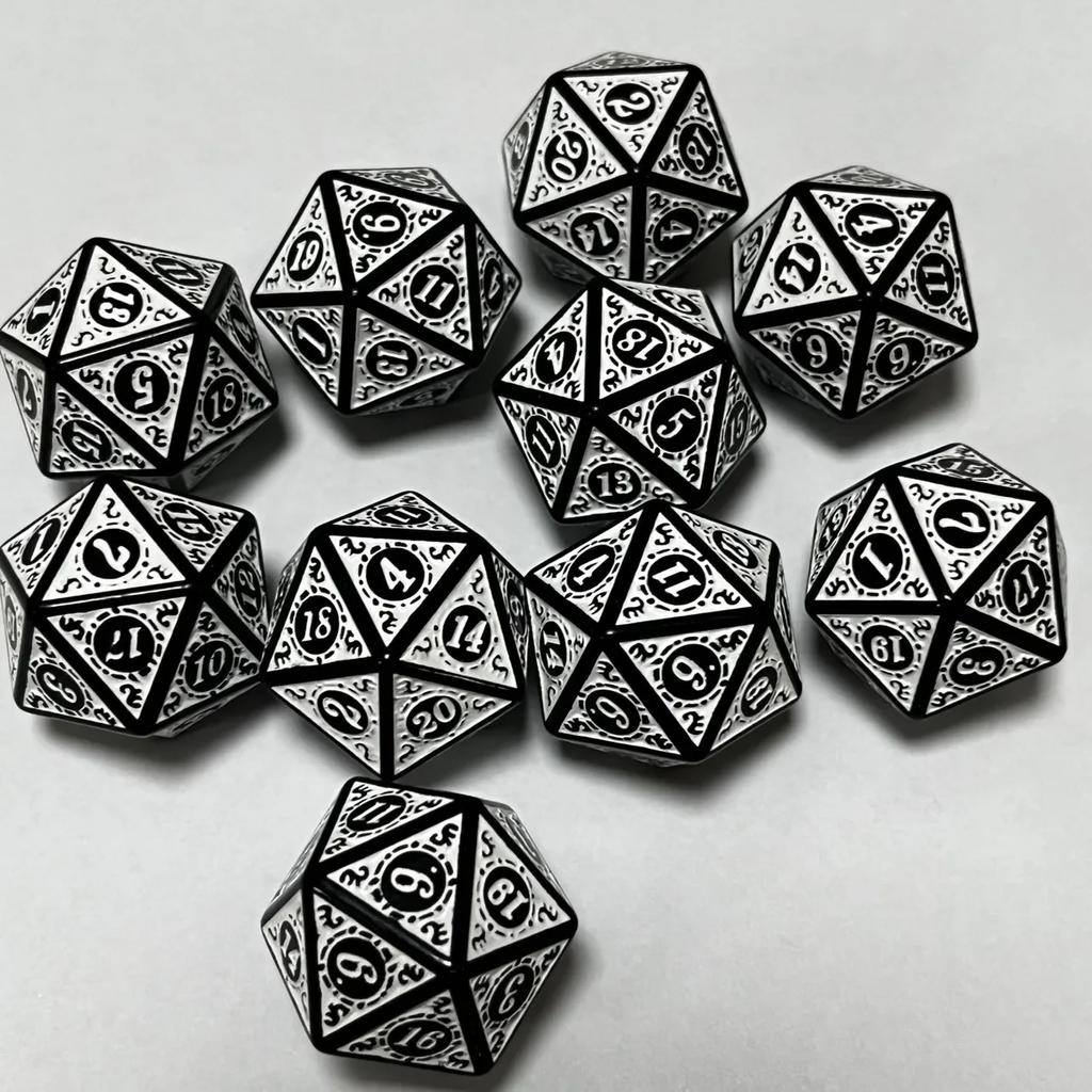 10pcs/lot Polyhedral Dice 20 Sided Vintage Digital Dice Set D4 D6 D8 D10 D12 D% D20 for TRPG Entertainment Party Board Game Dice