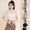 Lady Summer Yoga Top Thin Quick-drying Good Breathability Short Sleeves Waist-exposed Cropped