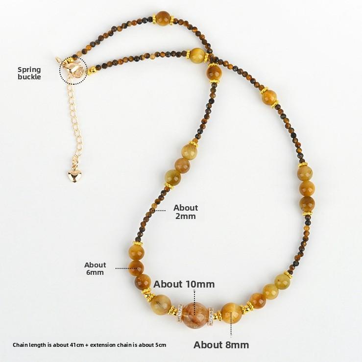 Ожерелья с энергией натуральных кристаллов - 4 стиля для богатства, любви, защиты - Желтый кристалл, Розовый кварц, Малахит, Тигровый глаз Подарок