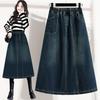 2025 Plus Size Summer Elastic Denim Skirts Women A-Line Fashion Loose Skirt High Waist Vintage