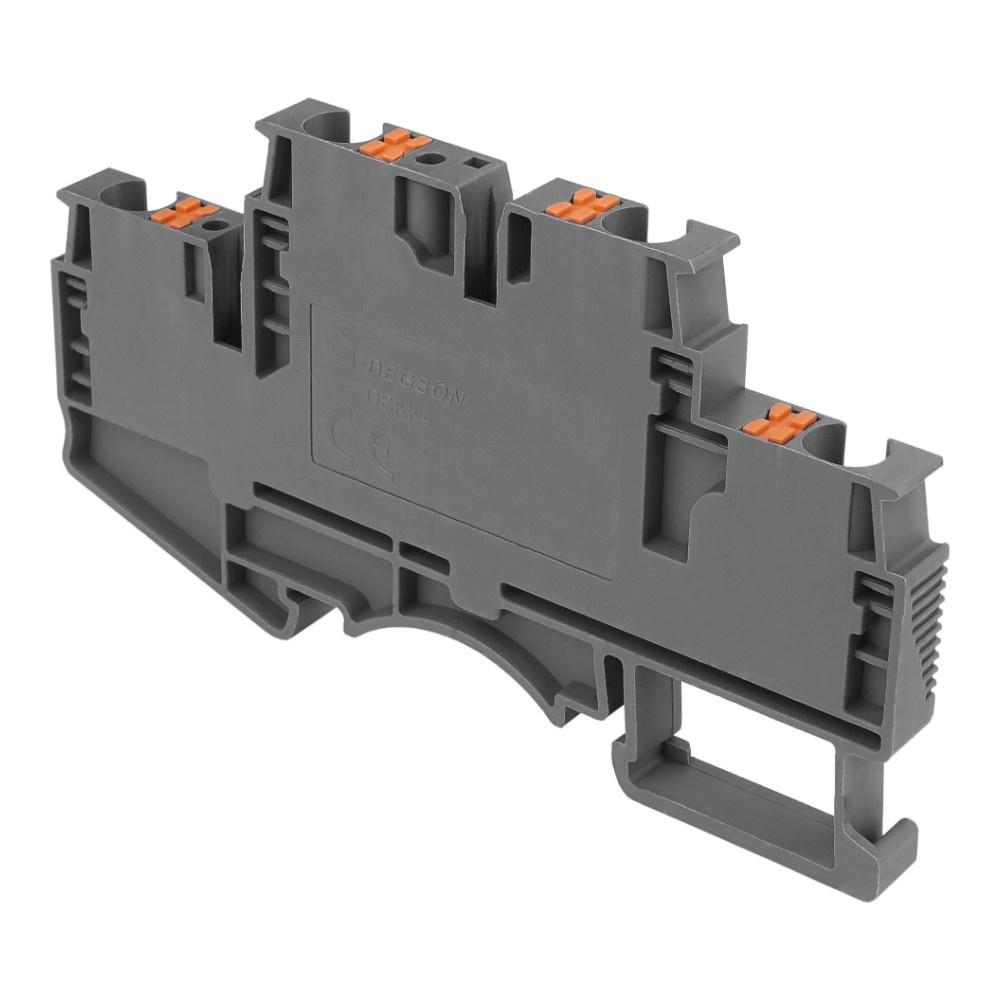 Gray 4mm2 Double-deck 4-wire Terminal Block