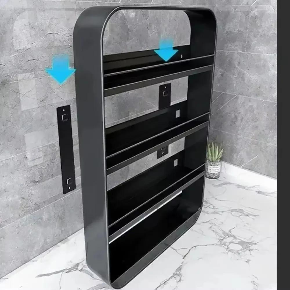 Bathroom Storage Shelf Kitchen Mounted Storage Rack Wall Mounted Shelves Bathroom Framed Multi-Layer Punch-Free Cosmetic Shelf