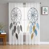 Тюлевые шторы «Ловец снов», нарисованные вручную перьями для гостиной, кухни, оконные шторы, домашний декор, прозрачные занавески для детской спальни
