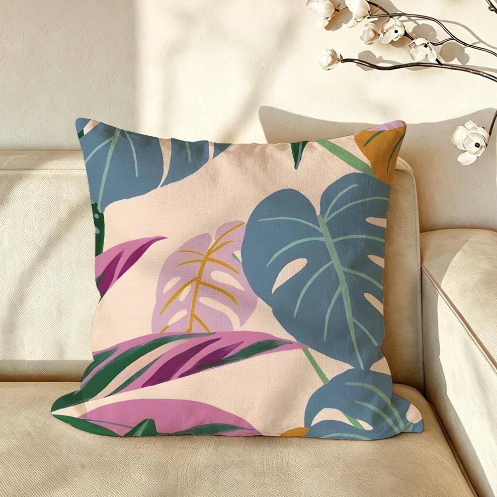 Art ttropical pplants Cushion Cover Pillow Case Antidustmite Pillowcase Silky Short Plush Sofa Cushion Cover hot