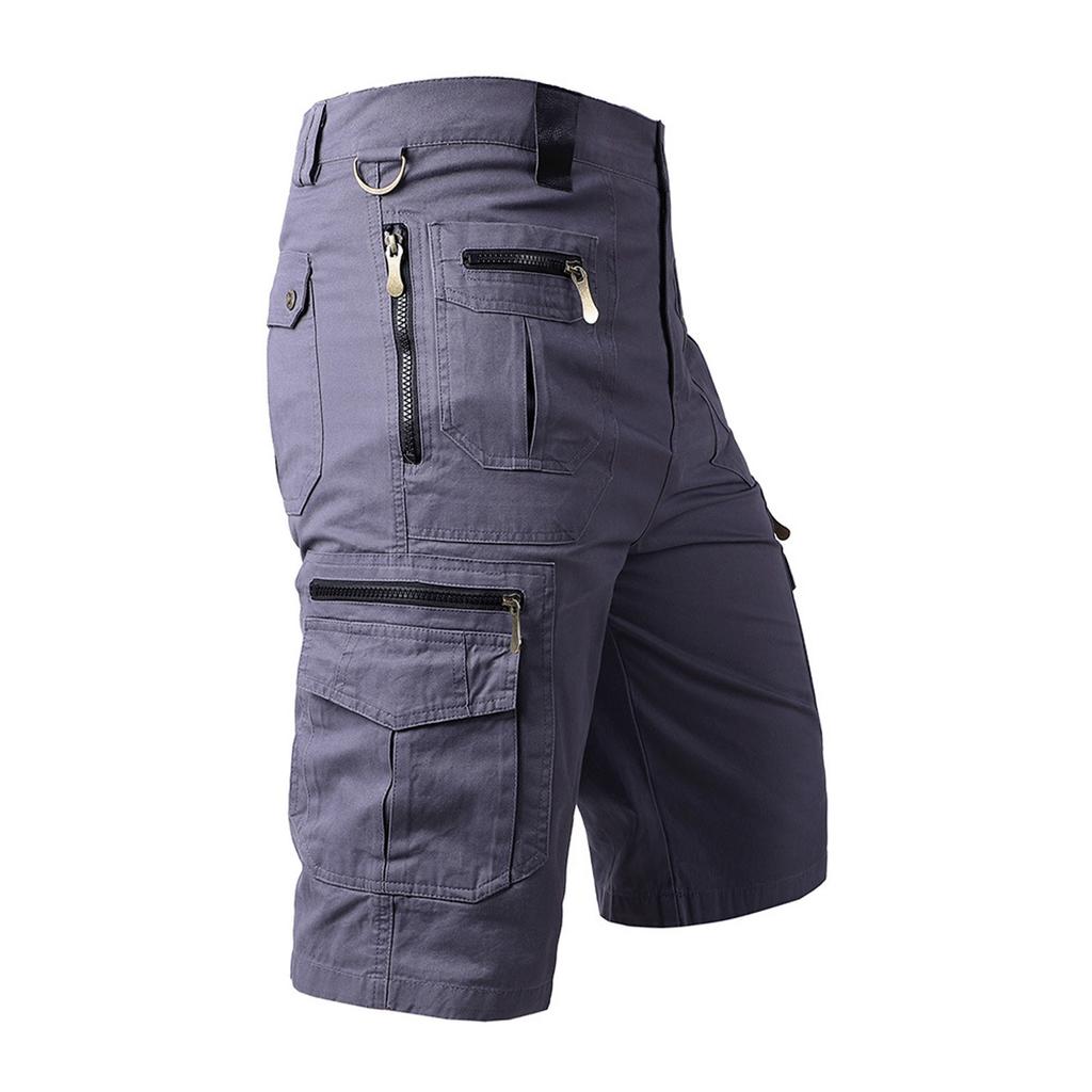Men's Capris Loose Straight Tube Casual Multi Pocket Cotton Work Shorts
