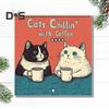 1/2Pcs 2025 Wall Calendar Cats Chillin' with Coffee Wall Calendar 12 Monthly Coffee Cats Calendar Family Office Organizer for Cat Lover Gift