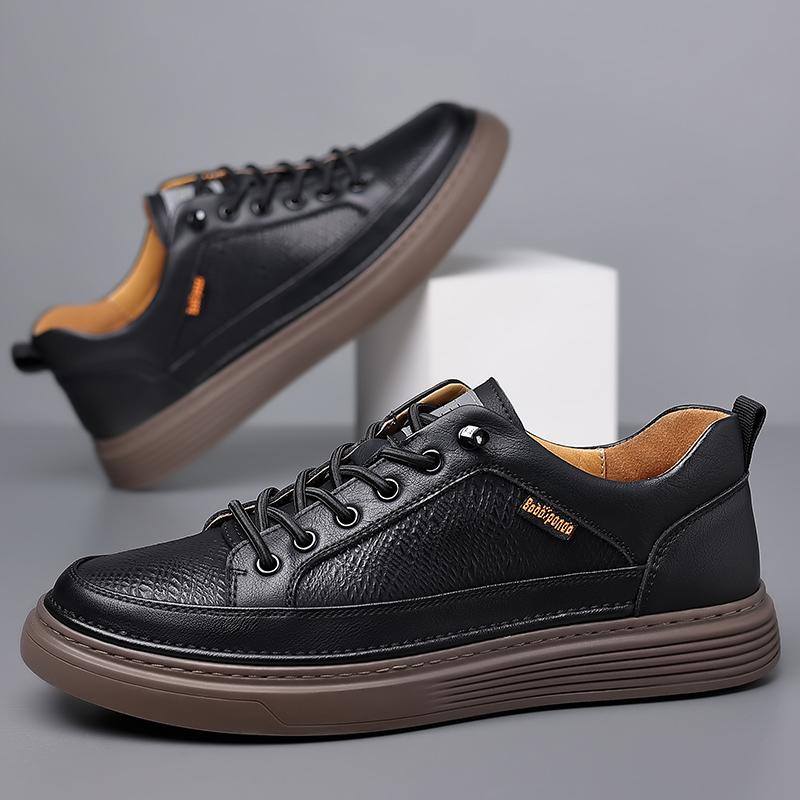 High Quality Men Casual Leather Vulcanized Shoes Outdoor Waterproof Flat Designer Walking Shoes 2024 Comfy Casual Shoes