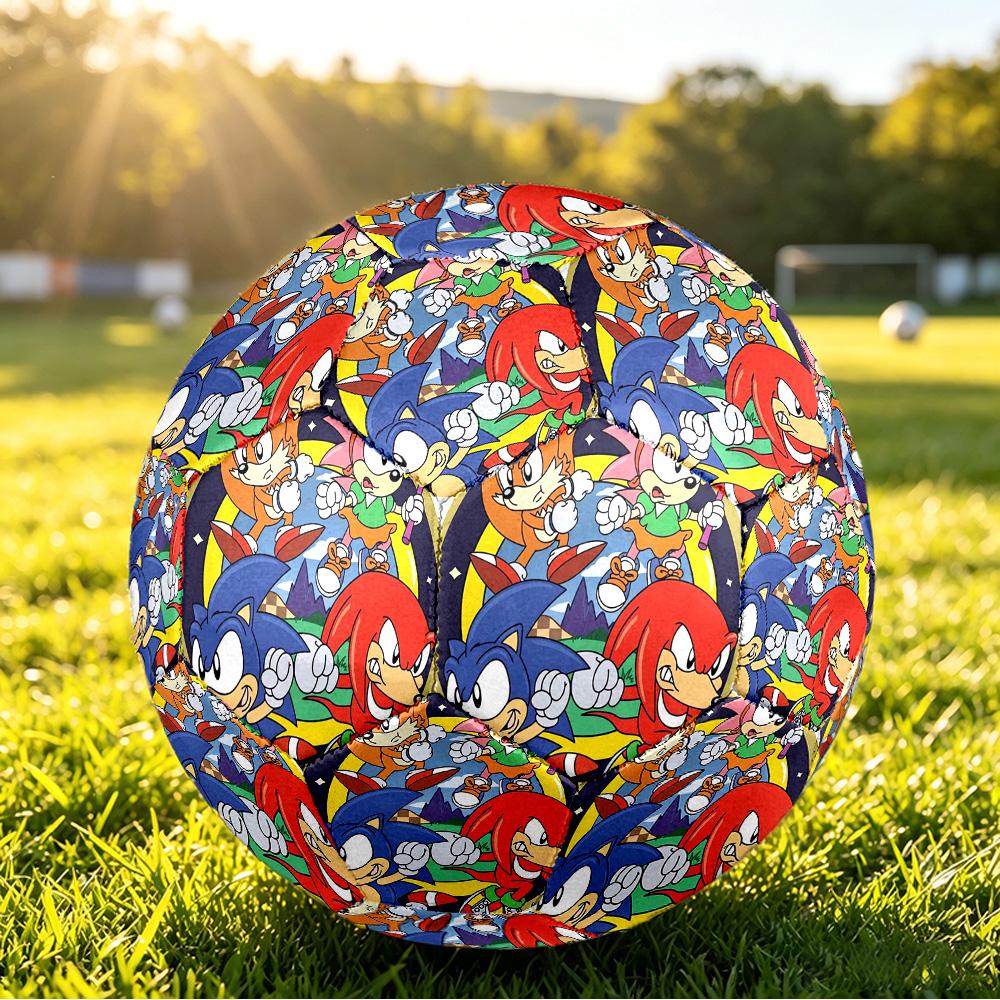Sonic Printed Size 5 Standard Football, Waterproof PU Training Soccer Ball for Outdoor Sports