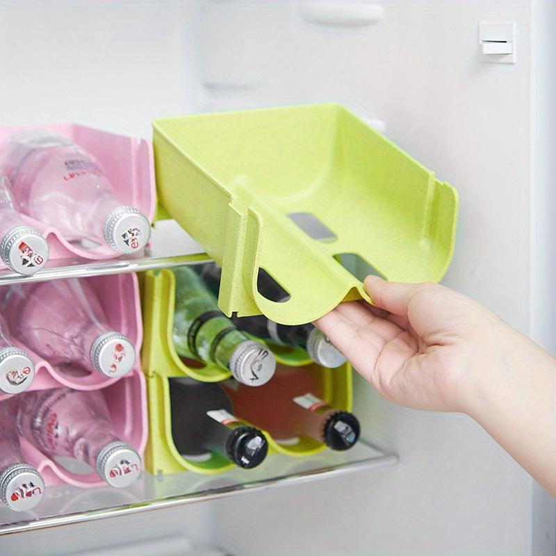 Stackable Plastic Drinks Organizer for Refrigerator Anti-Slip Design for Bottles and Cans, Beverage Storage Drinks Refrigerator Organizer Shelf