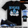 Рубашка в тон кроссовкам AJ 14 Black University Blue 2026 Подходящая одежда Они не такие, как мы
