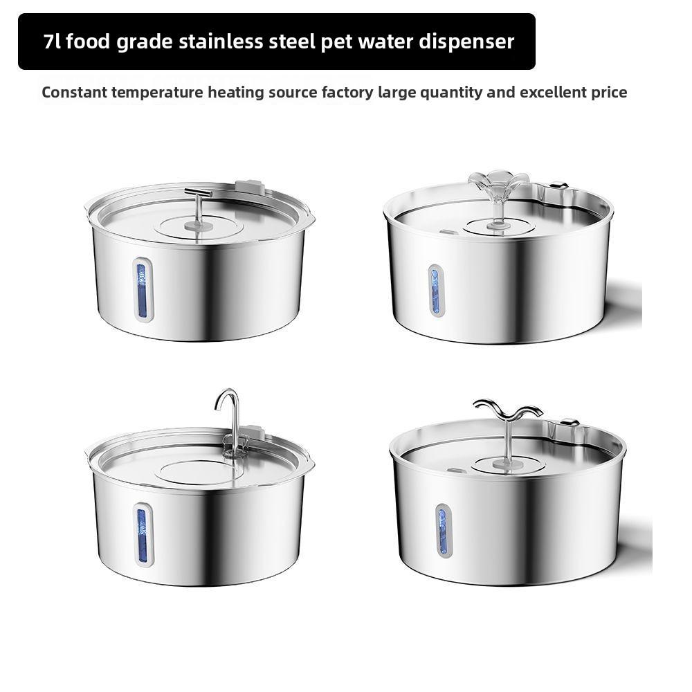 Stainless Steel Eco-friendly Pet Water Dispenser Super Large Capacity Automatic Heating Cat Dog Water Feeder