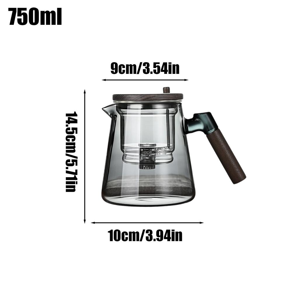 Enchanti Чайник Фильтр-пресс Чайник с ситечком 750 мл Чайник с деревянной ручкой Стеклянный чайник для разделения воды для чая