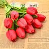 PU Tulip Simulation Flower - Decorative Plastic Bouquet for Living Room, Dining Table Ornaments, and Photo Props.