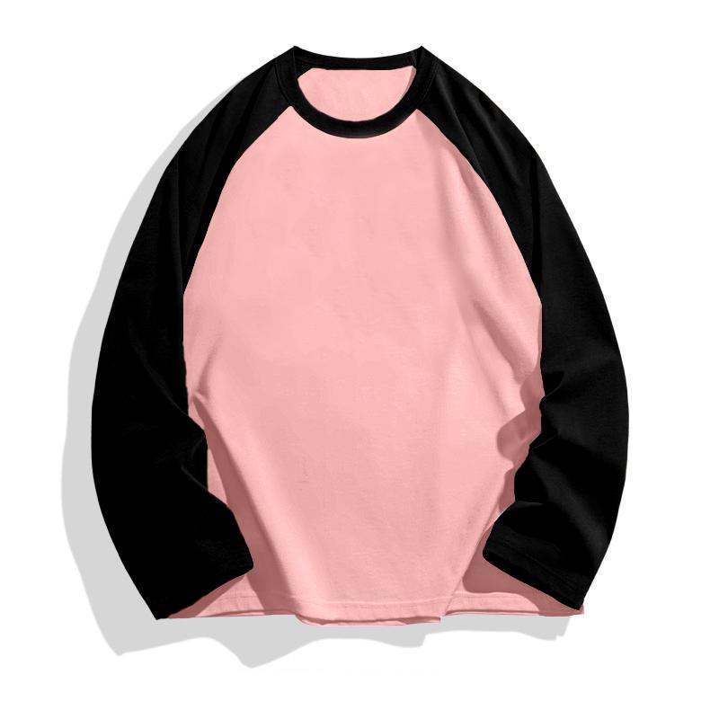 Футболка с длинным рукавом из хлопка 200 г, цветные блоки, женская летняя, свободная, гладкая, силуэт, универсальный, круглый вырез, повседневная, простая