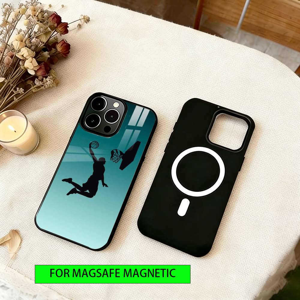 Sunset Basketball Phone Case For iPhone17,16,15,14,13,12,11 Plus,Pro Magnetic For Magsafe Wireless Charging
