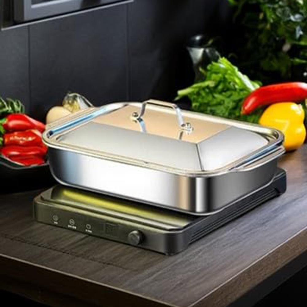 Профессиональная форма для лазаньи из нержавеющей стали 18x11 дюймов глубиной 3 дюйма, с крышкой и ручками с защитой от нагрева для приготовления от духовки до стола