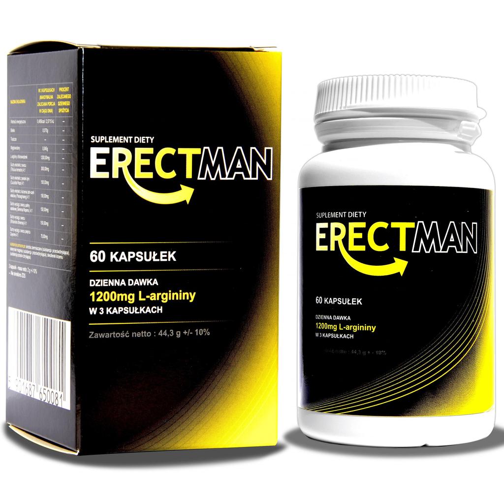 Таблетки ErectMan, добавка, поддерживающая увеличение жизненной силы, 60 капсул