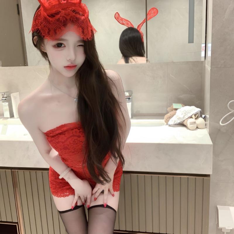 Сексуальное нижнее белье, сексуальные крольчихи, сексуальная юбка на бедрах, секс, веселье, красный топ-труба, платье чистого желания, пижама