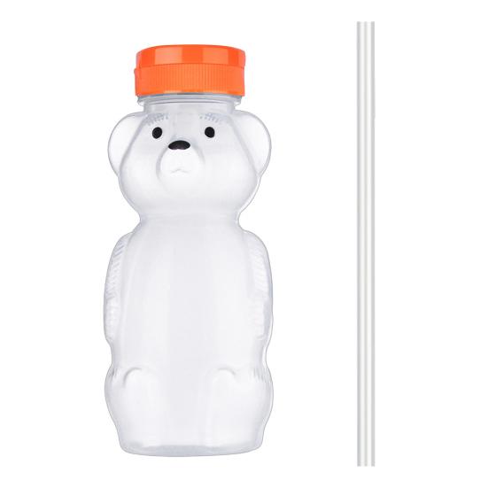 Yousheng 230ml Plastic Bear Bottle Cup with Flip Top Lid Mini Bear Shape Jar Empty Coffee Beer Drink Container for Juice Candy Milk Storing Dispensing