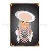 Girl With A Hat And Feathers Metal Plaque Poster Living Room Personalized Pub Party Cinema Tin Sign Poster