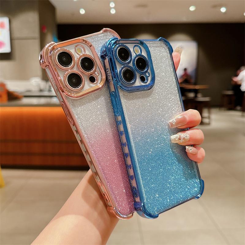 Модный чехол из ТПУ с блестящим покрытием для iPhone 15 Pro 14 Plus 13 12 Pro Max 11, блестящий чехол для телефона