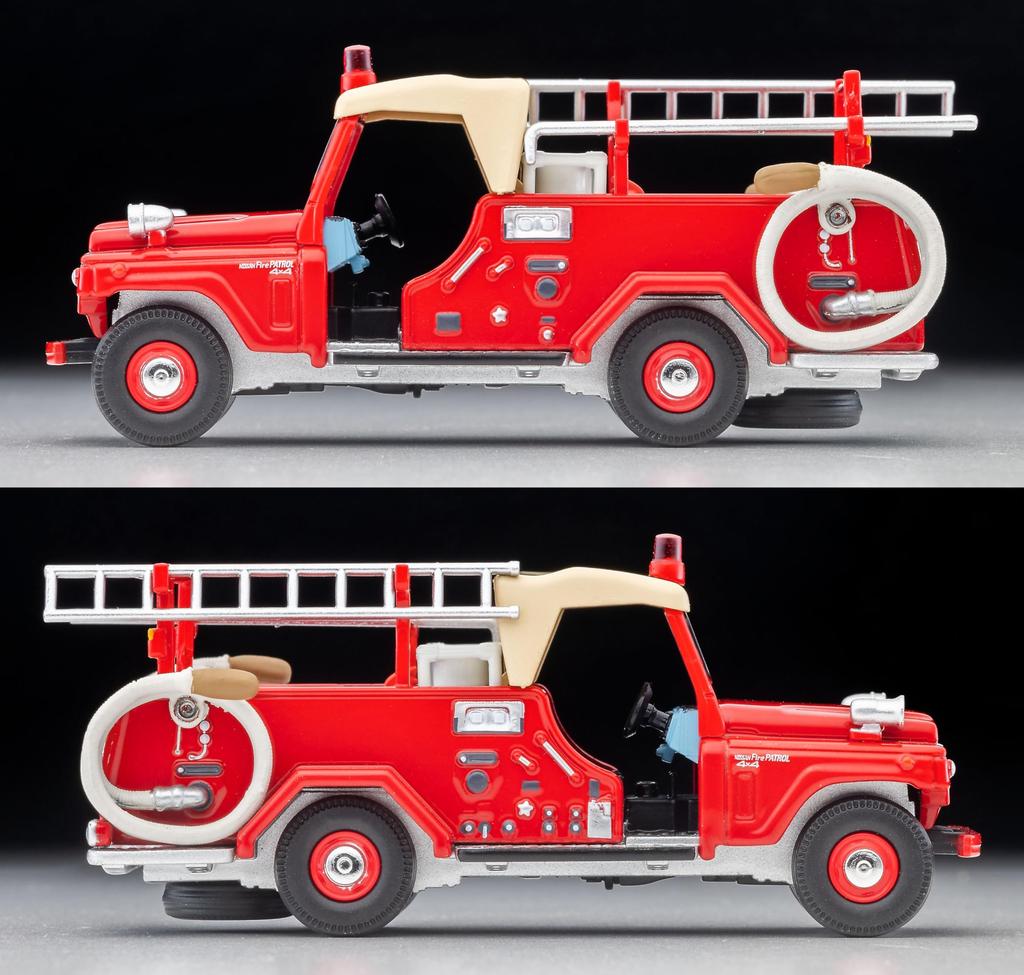 Tomytec Tomica Limited Vintage Scale Nissan Patrol Fire Engine with Complete Model 336556 1/64 LV-31c Figure,