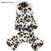 Dog Hoodie Hooded Flannel Winter Warm Leopard Printed Pet Puppy Clothes Jumpsuit Pajamas Outwear for Home