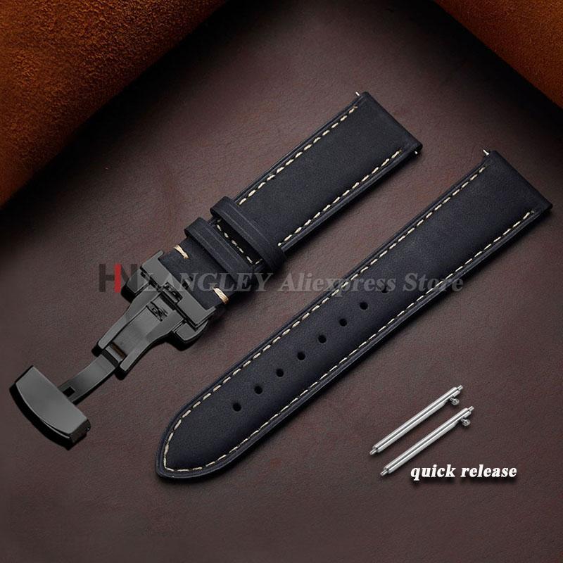 Натуральная Коровья Кожа Ремешок для Часов Omega Business Ремешок для Seiko 14/16/18/20/22/24мм Бабочка Пряжка Прошивка Коричневые Ремешки