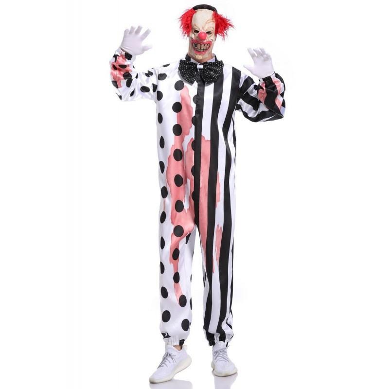 Gruesome Bloodied Clown Costume Stylish Polyester Blend For Themed Parties