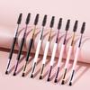 2-in-1 Eyebrow & Eyelash Brush Set with Angled & Spiral Bristles for Makeup Application
