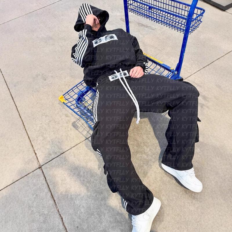 Европейская и американская ретро полосатая свободная унисекс уличная хип-хоп толстовка с вышивкой патча