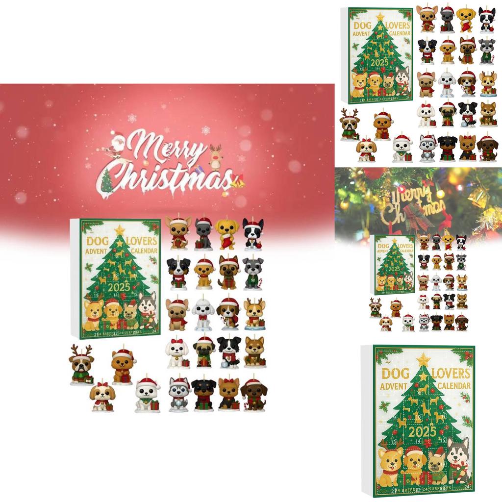Dog Series Advent Calendar With Acrylic Festive Decor For Christmas Party Gifts