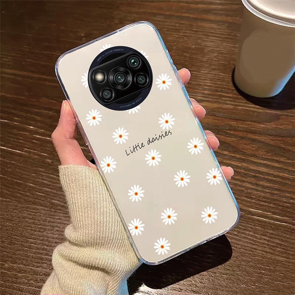 Rose Flower Daisy Oil Painting Phone Case For Xiaomi Poco X3 NFC X3Pro Cover Protection Clear Couple Transparent PocoX3 6.67"