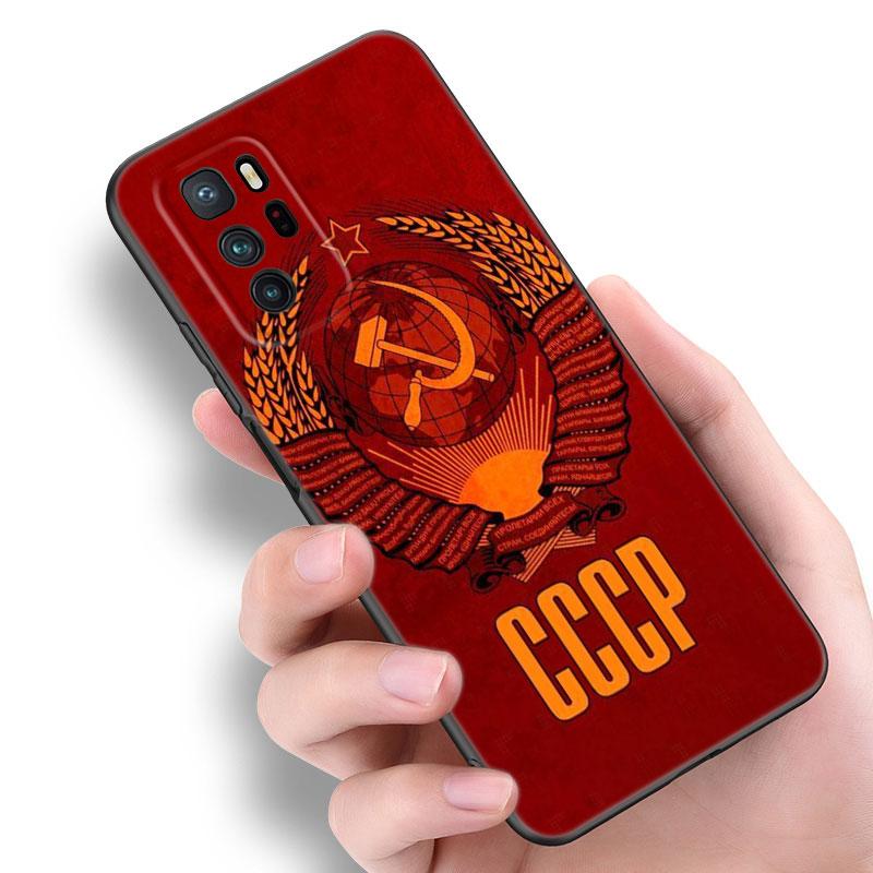Черный силиконовый чехол для телефона с изображением флага СССР для Xiaomi POCO X3 X4 NFC F3 F4 GT F5 M3 M4 M6 X5 X6 Pro 5G C55 C65 M5