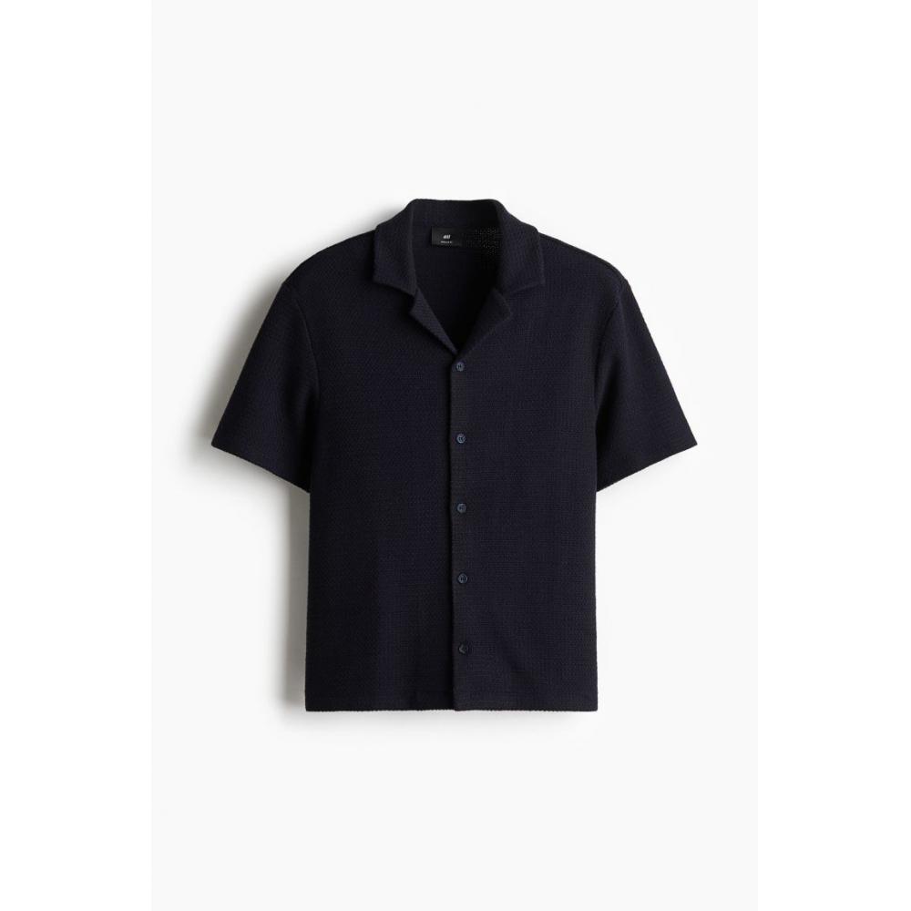 H M caMp sHirt Regular Fit Navy Blue