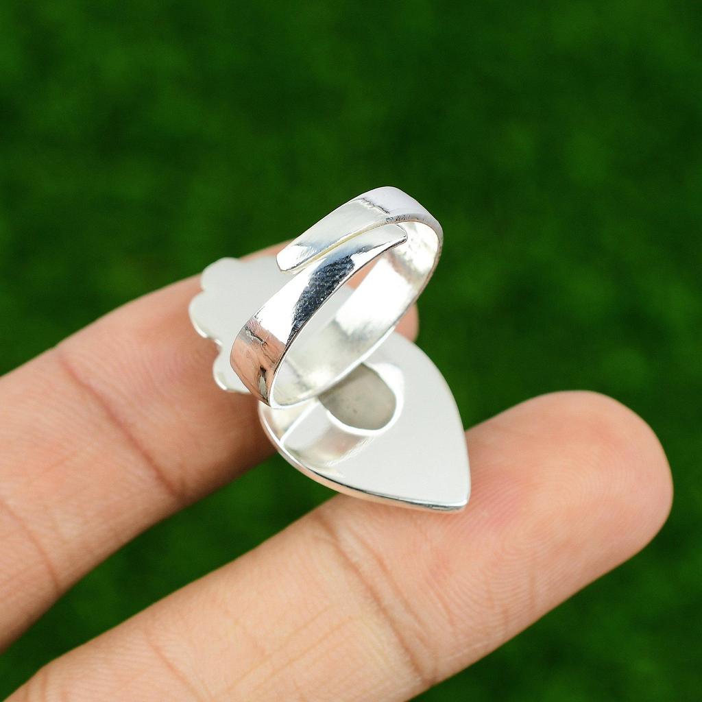 Natural Moonstone Gemstone Solitaire Adjustable Ring 925 Silver For Women